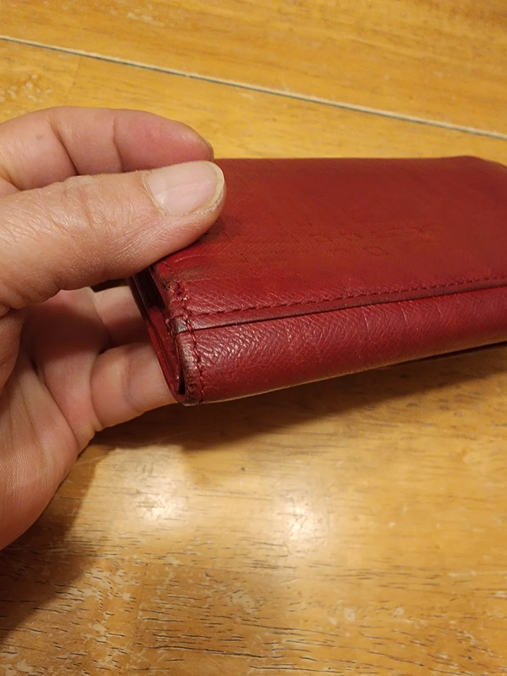 Burberry red embossed